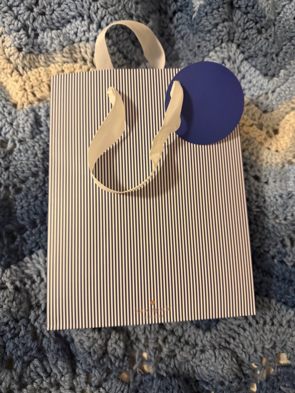 kate spade Navy & White Striped Gift Box with Gold Logo
